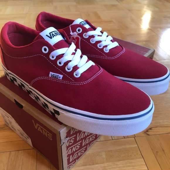 Vans Doheny Men's Red Checked Canvas Lace Up Low Tops Sneakers - Picture 4 of 10